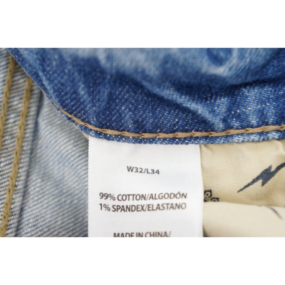 Moon Shine Spirit 120 Proof Slim Straight Mens Light Wash Denim Jeans W32 L34 - Picture 8 of 8